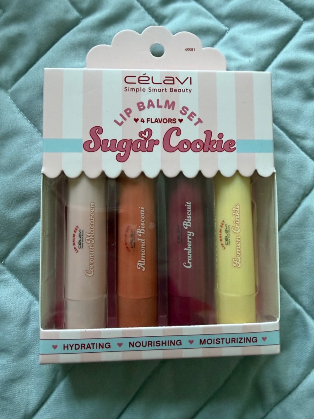Celavi Sugar Cookie Lip Balm Set - 4 Assorted cookie Flavors